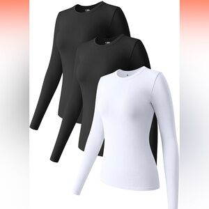 Women's Black and White Long Sleeve Tops